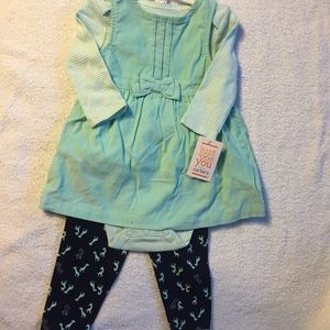 💕Carter's 3pc Corduroy Dress Onesie Pant set 💕